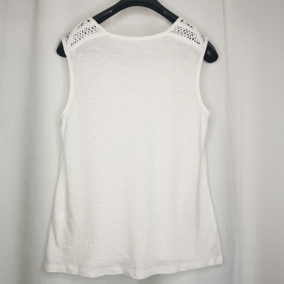 💙3/$25💙Gap White Cotton Sleeveless‎ Crochet Detail Casual Lightweight Tank Top - Picture 8 of 8